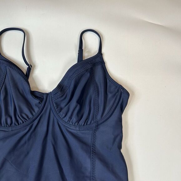 Athleta One Piece Swimsuit Womens 38 B/C Underwire Navy Blue Swimwear Modest - Picture 2 of 6